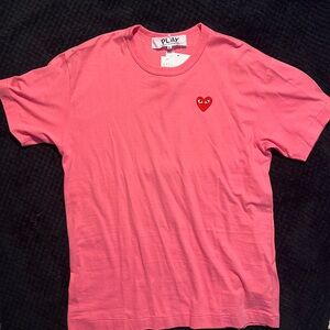 Comme des Garçons Pink Tee with Red Heart Patch